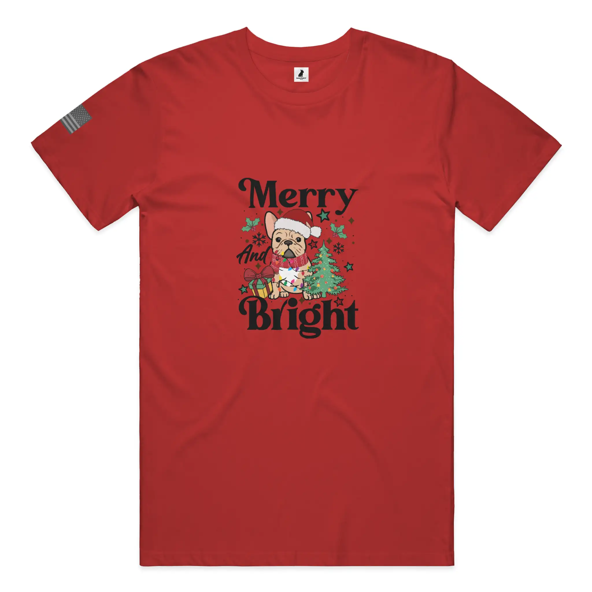 Merry and Bright Frenchie Christmas T Shirt