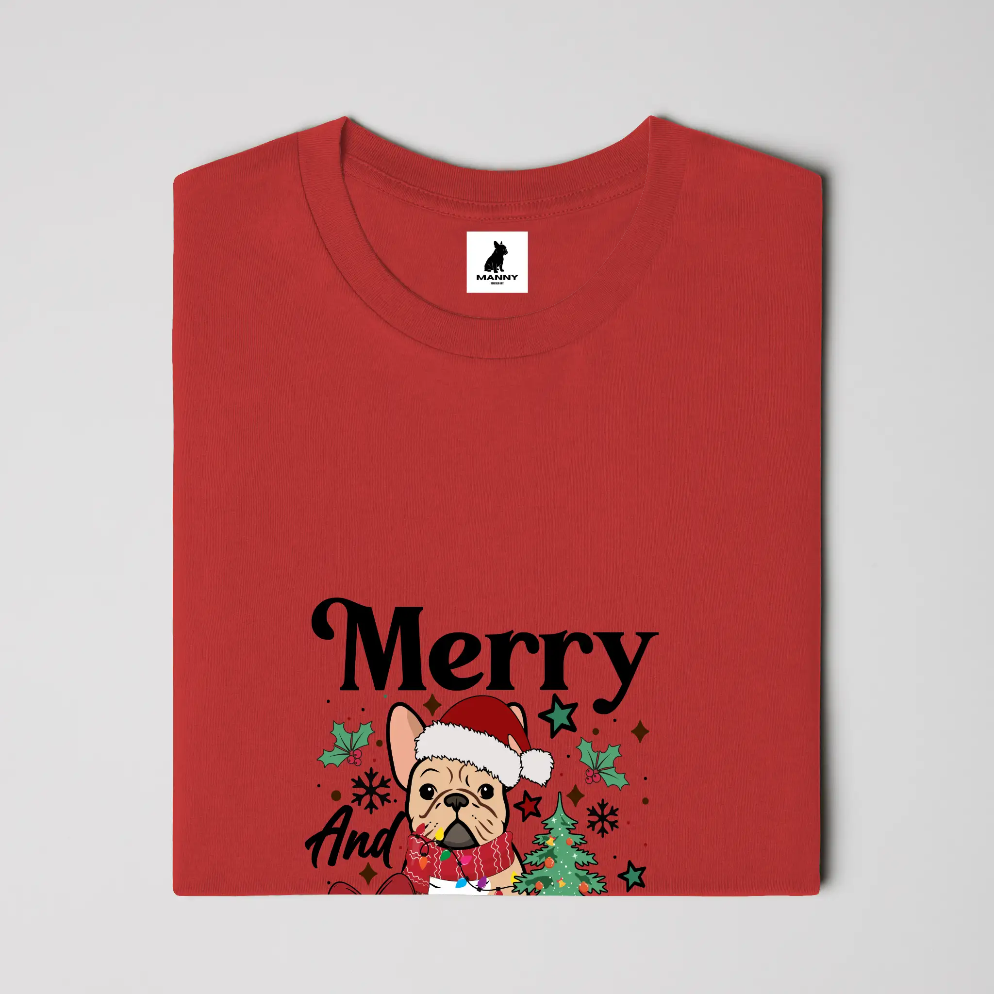 Merry and Bright Frenchie Christmas T Shirt