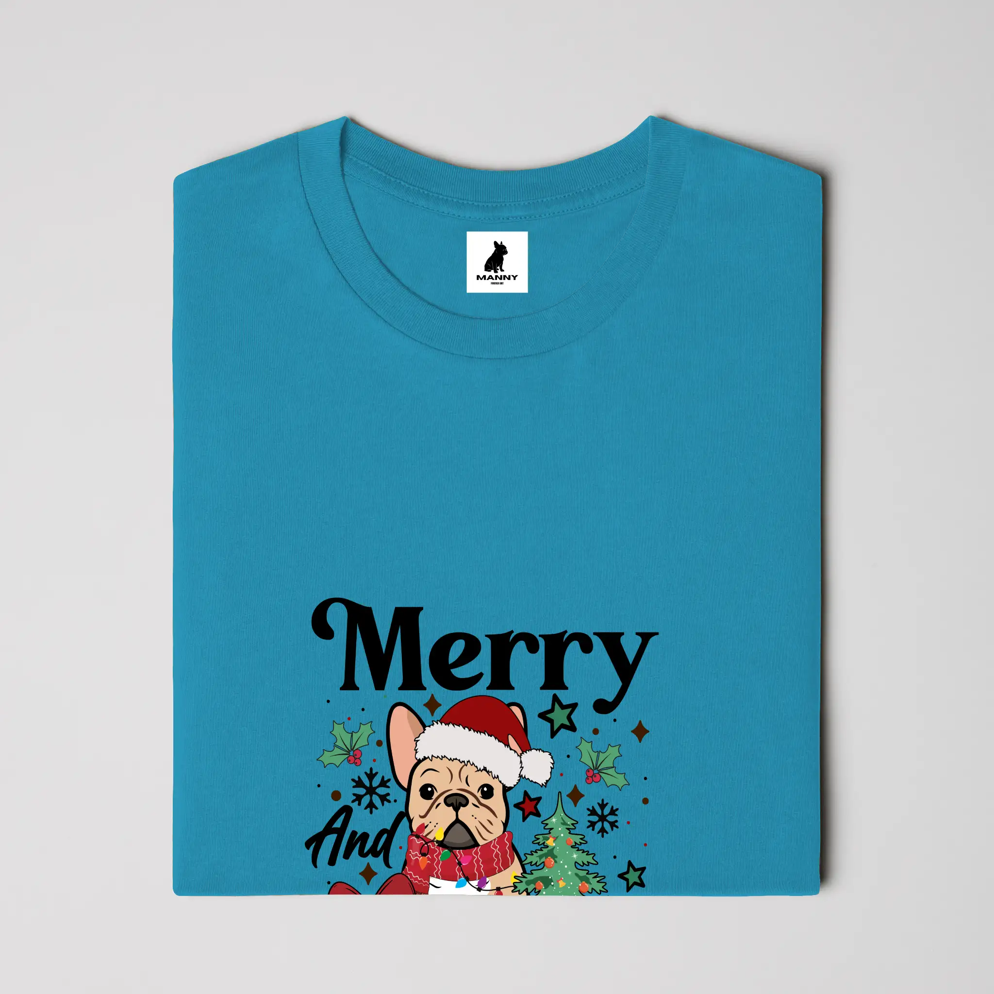 Merry and Bright Frenchie Christmas T Shirt