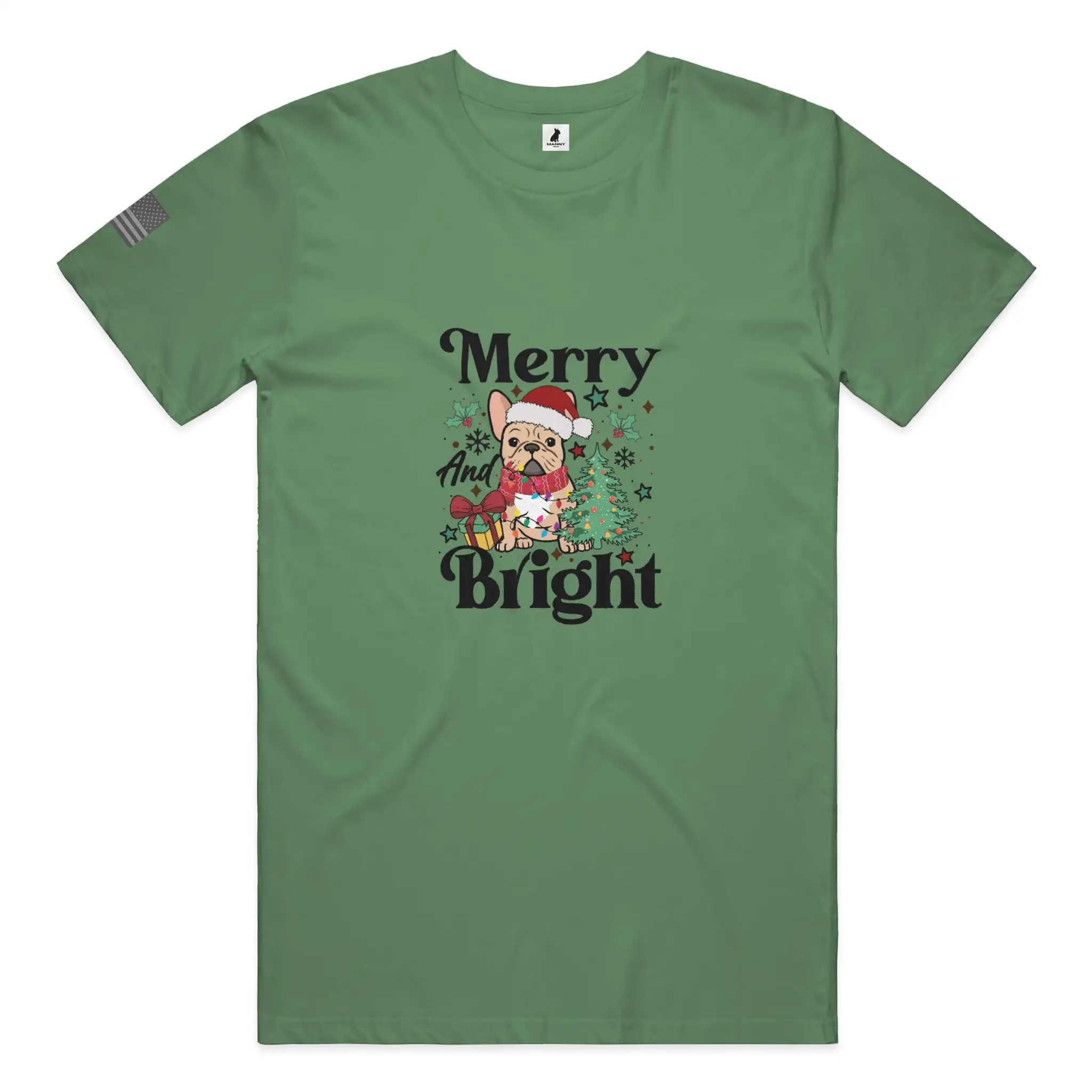Merry and Bright Frenchie Christmas T Shirt