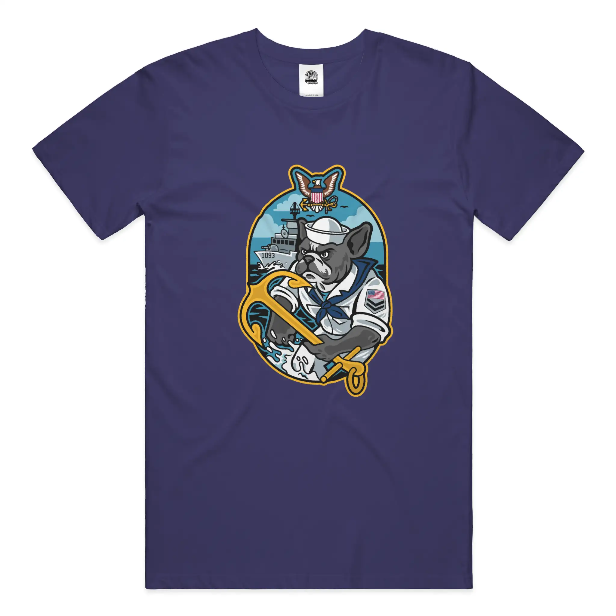 Navy French Bulldog soft cotton graphic tee