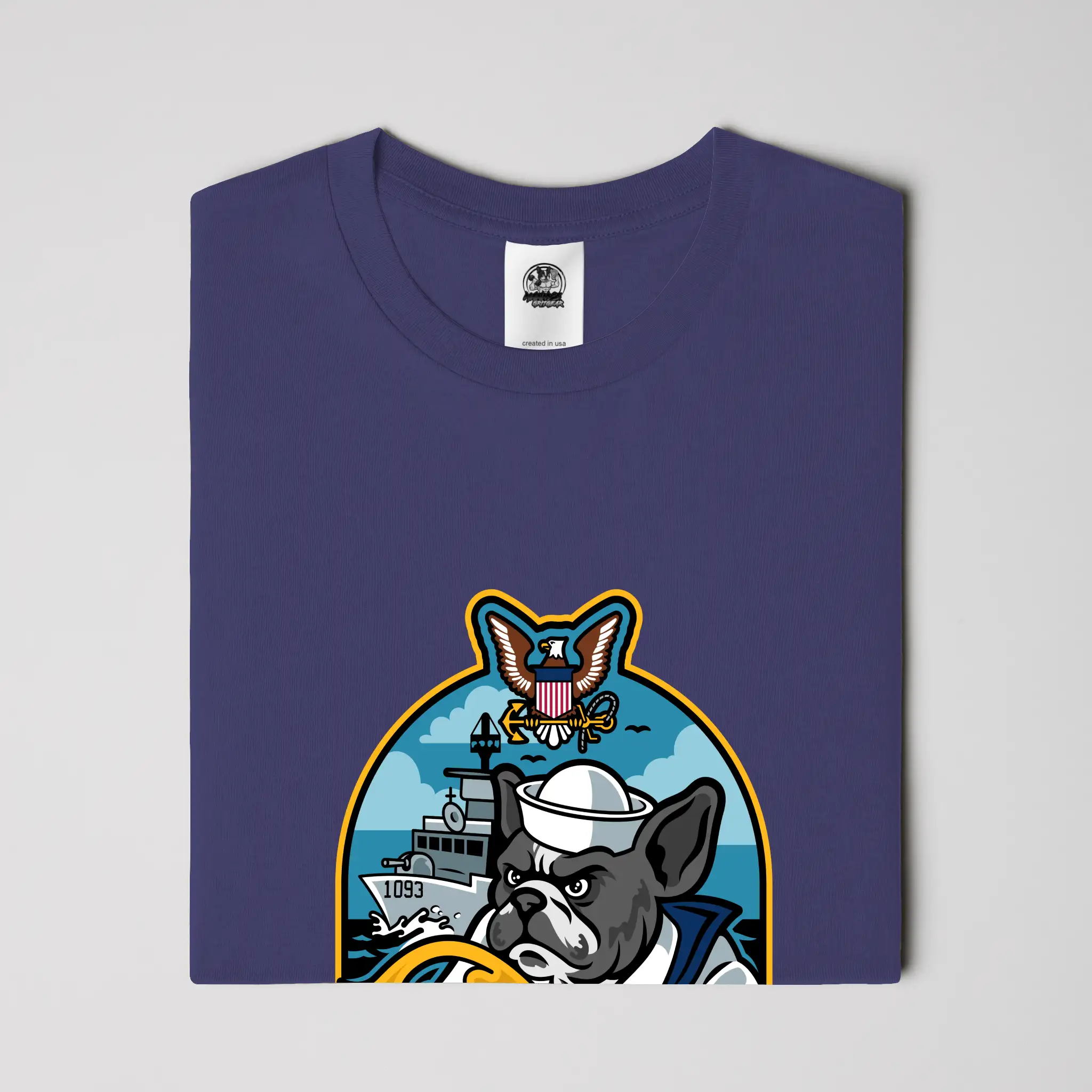 Navy French Bulldog soft cotton graphic tee