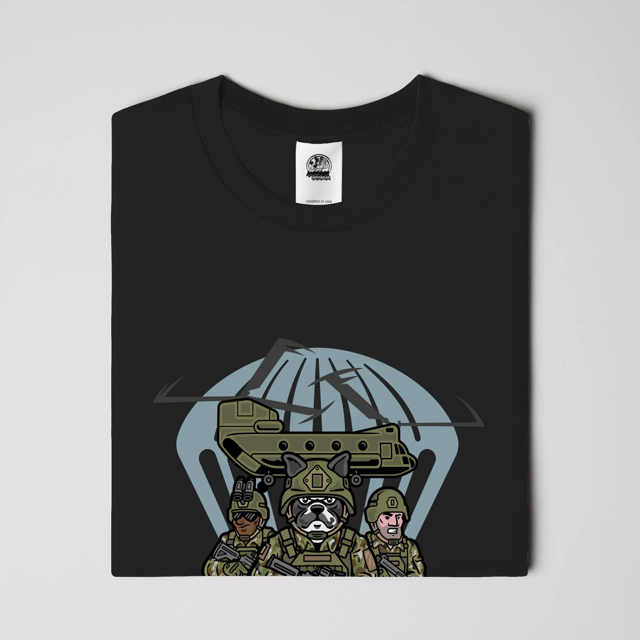 Army French Bulldog soft cotton graphic tee
