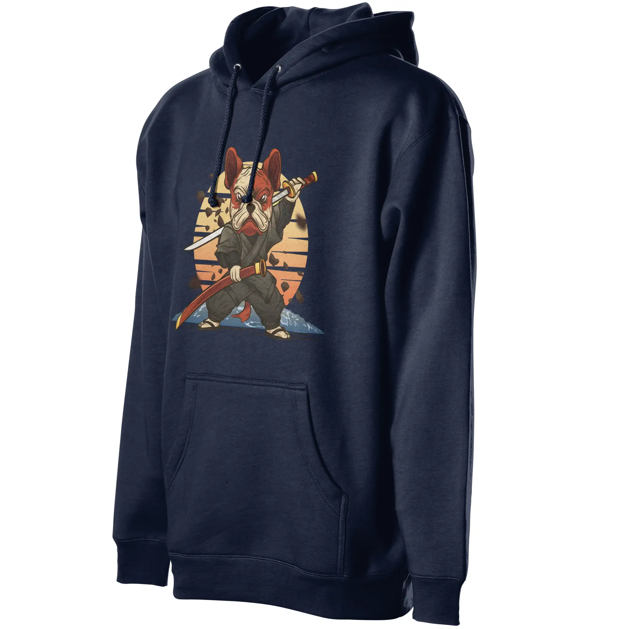 Samurai Frenchie Fleece Pullover Hoodie