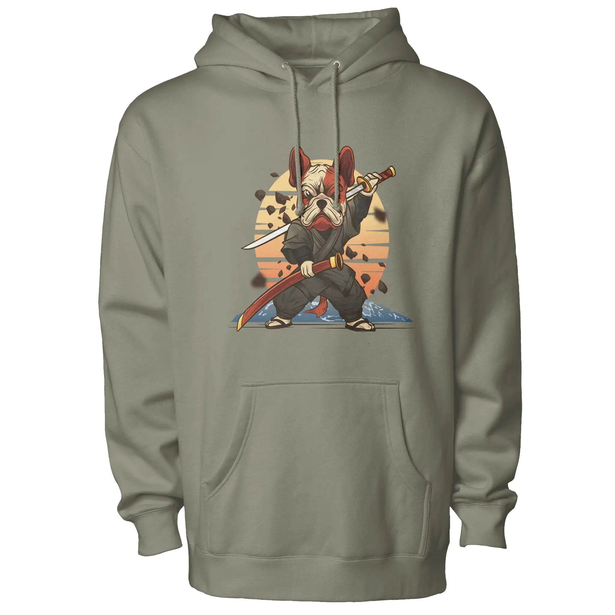 Samurai Frenchie Fleece Pullover Hoodie