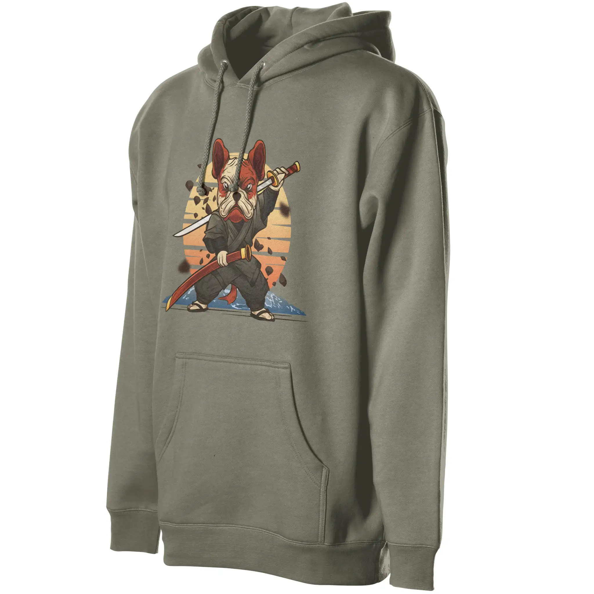 Samurai Frenchie Fleece Pullover Hoodie