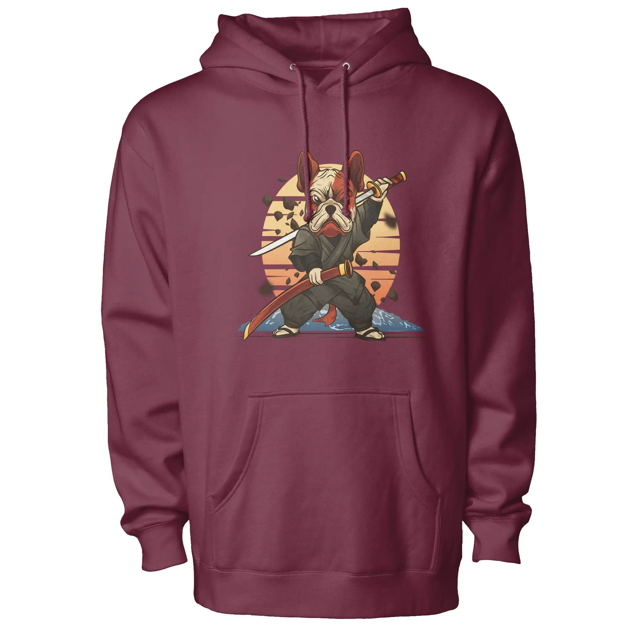 Samurai Frenchie Fleece Pullover Hoodie