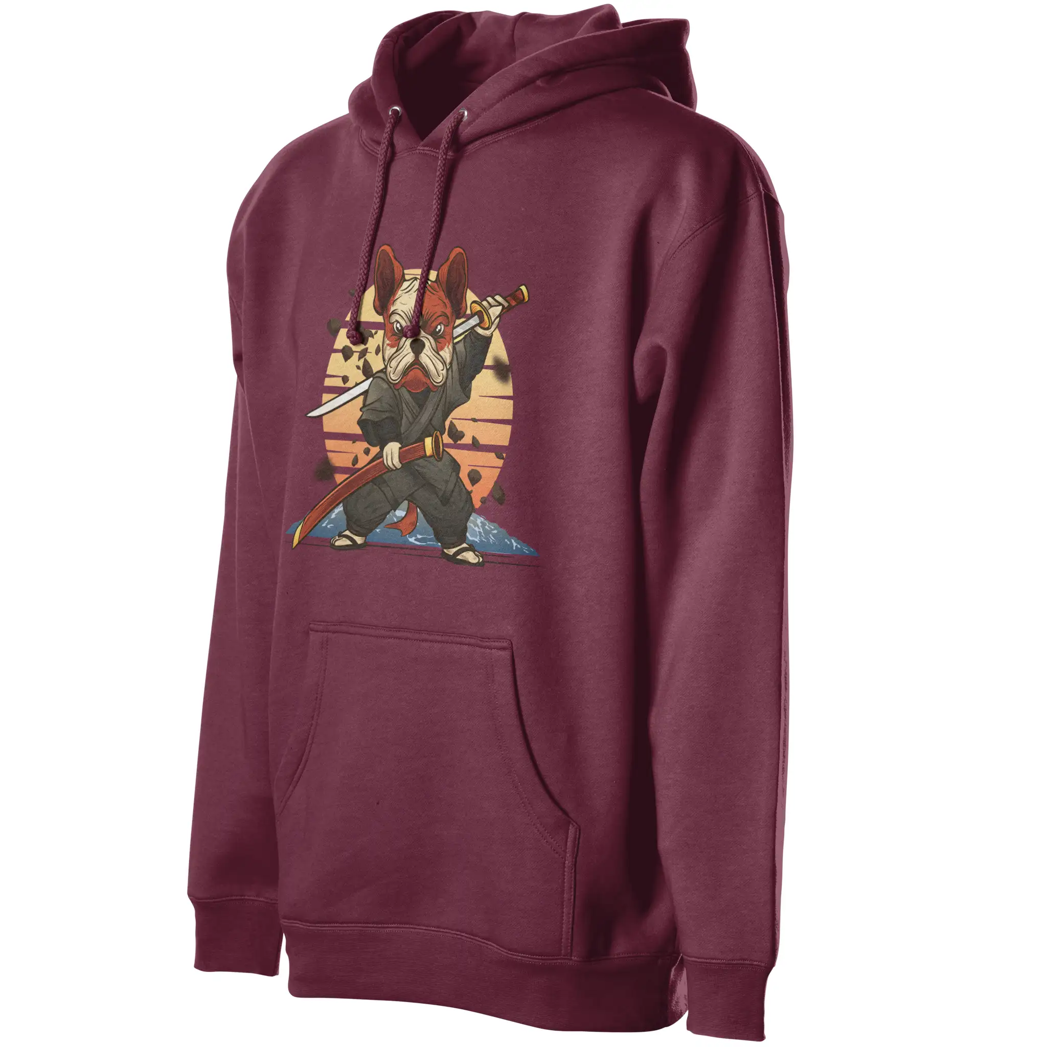 Samurai Frenchie Fleece Pullover Hoodie