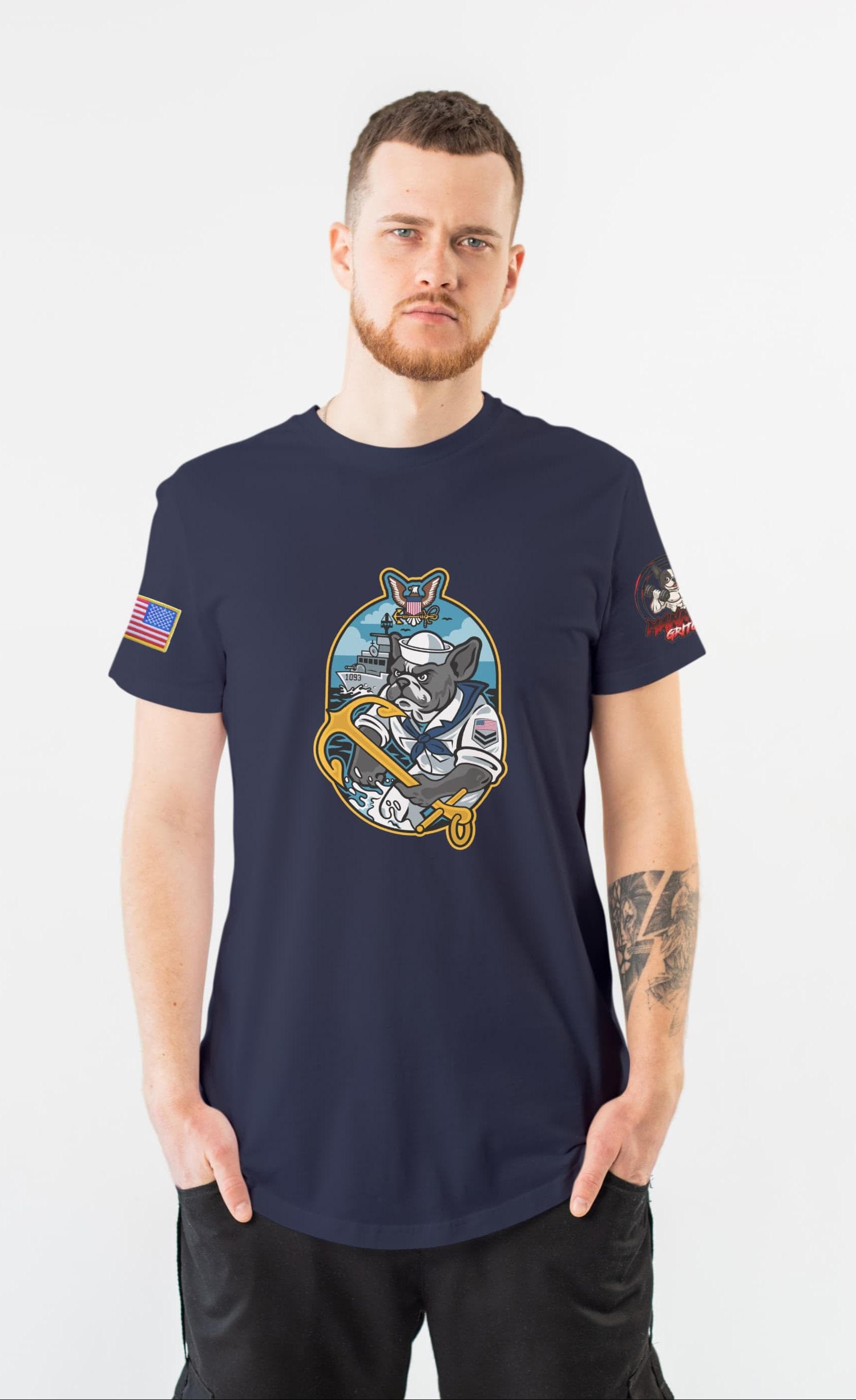Manny’s GritGear U.S. Navy Bulldog Legacy Tee – Navy Pride Apparel, Pure Cotton, Organic Material 🇺🇸⚓