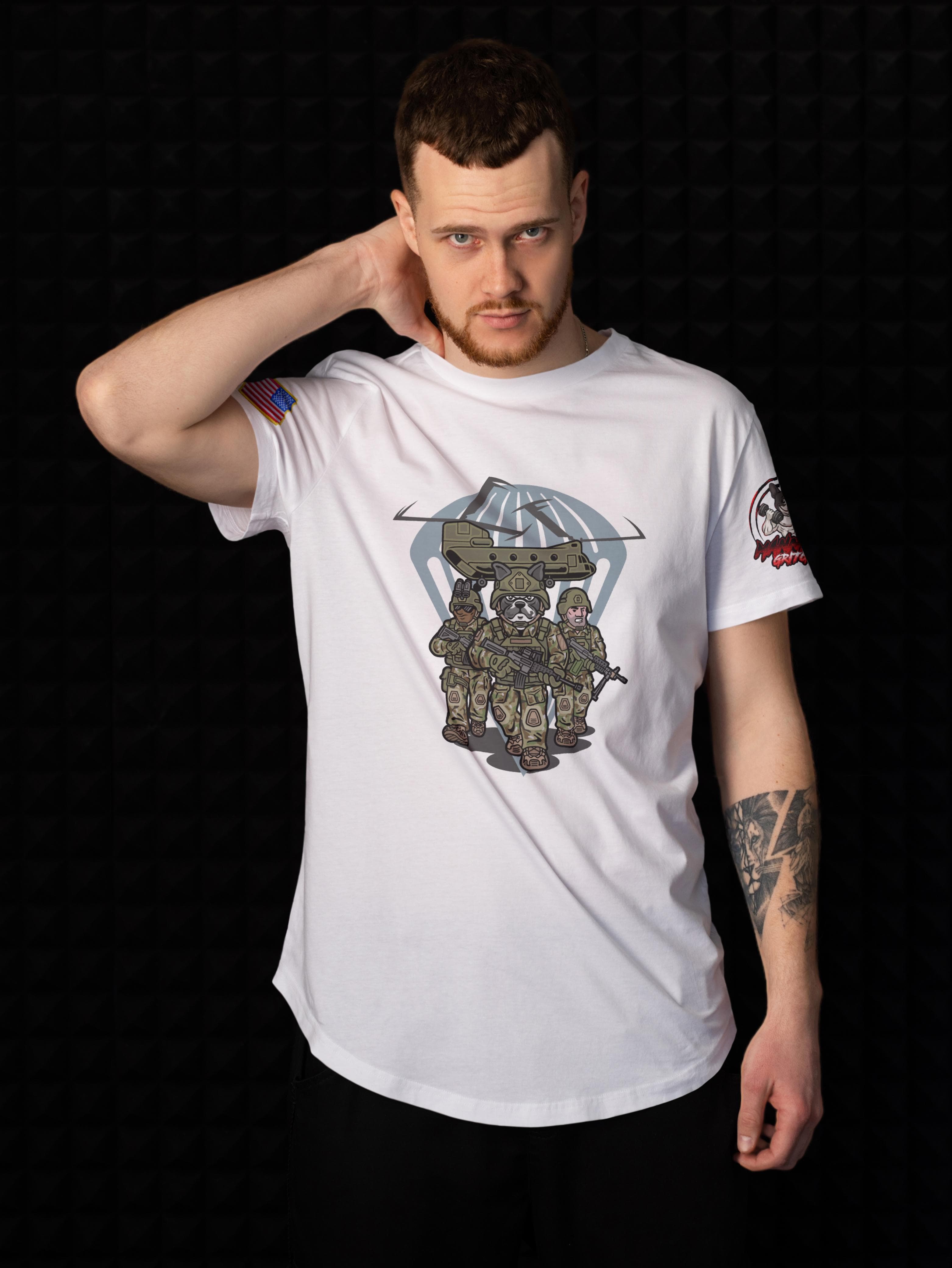 Army Airborne Bulldog Paratrooper Tee – Premium Bella+Canvas Airborne Military T-Shirt by Manny’s GritGear