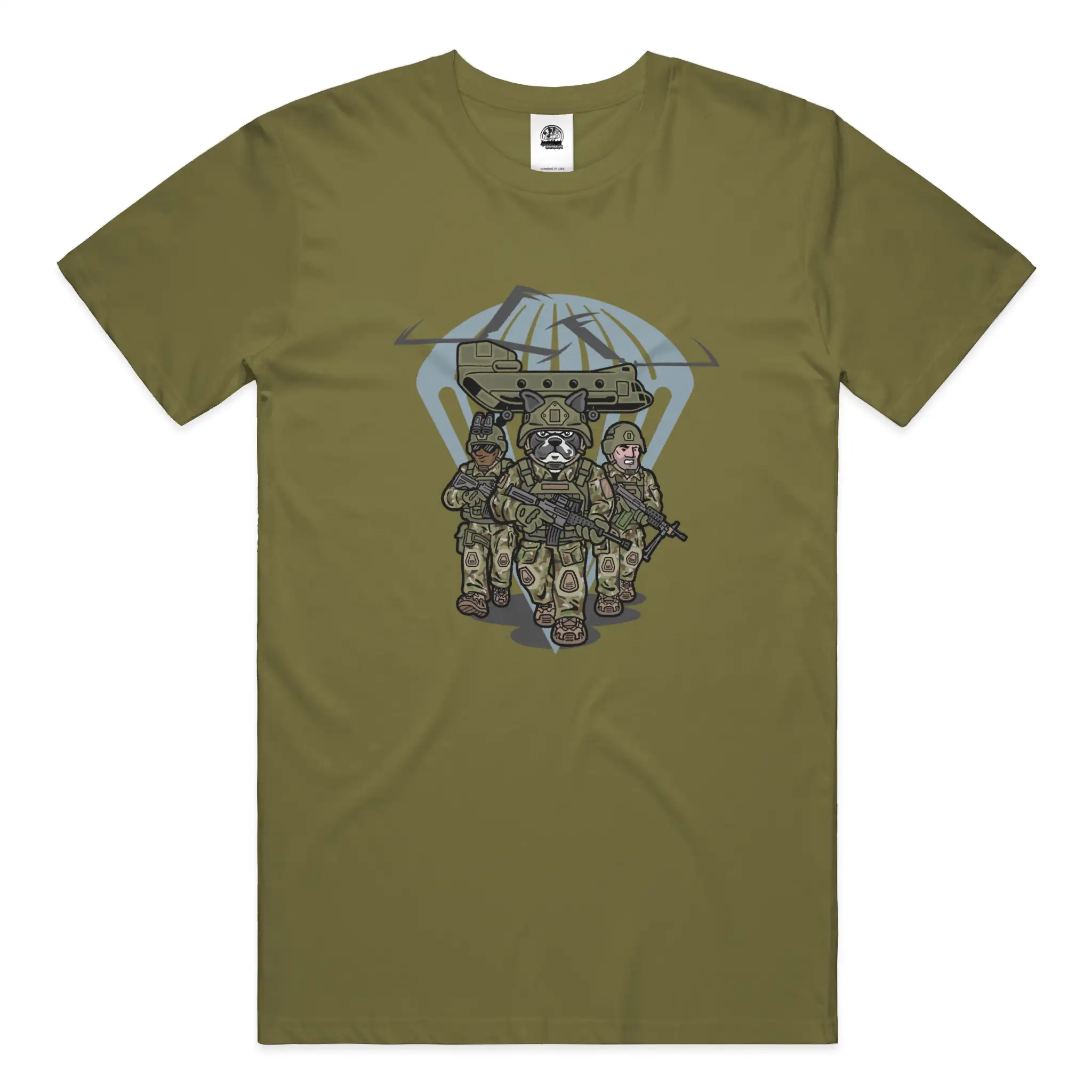 Army French Bulldog soft cotton graphic tee