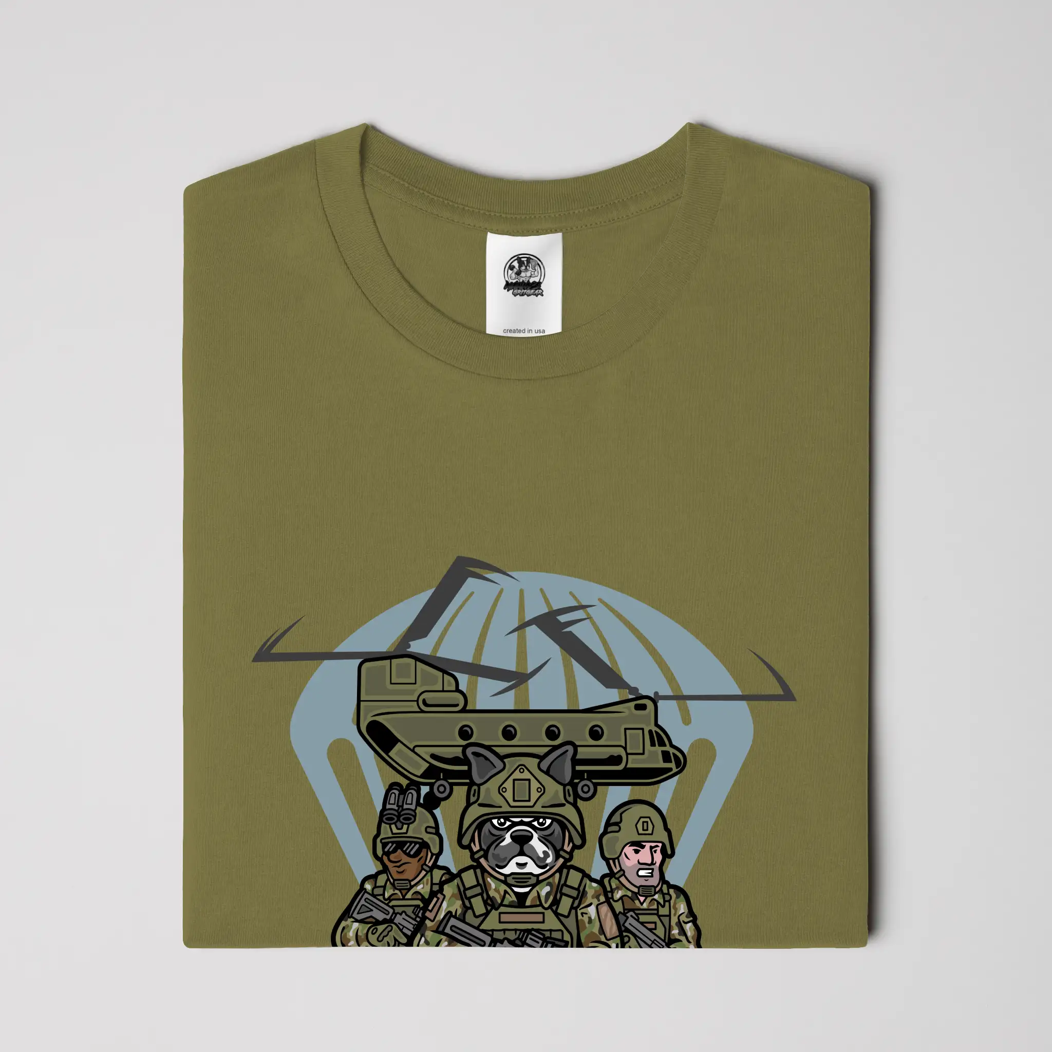 Army French Bulldog soft cotton graphic tee