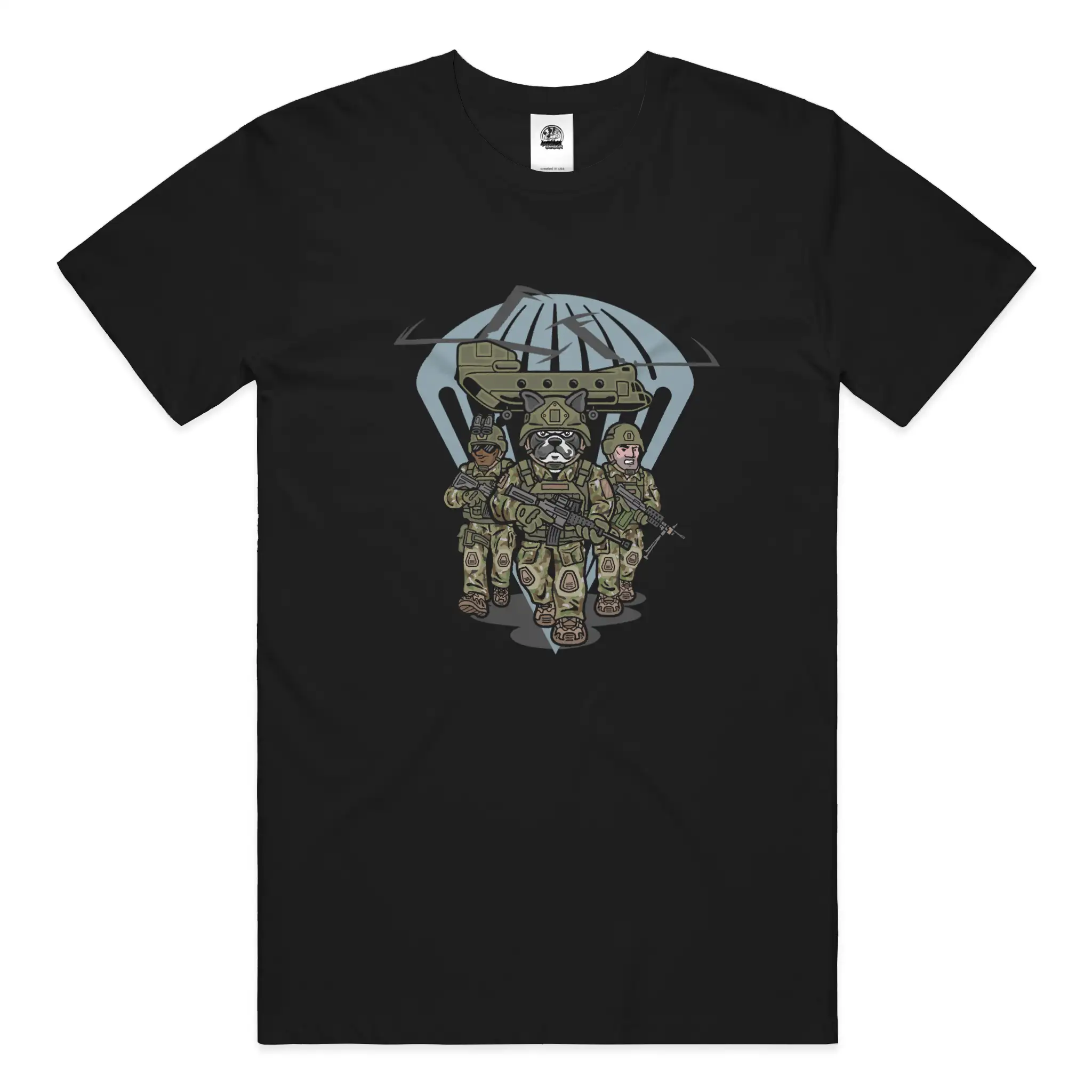 Army French Bulldog soft cotton graphic tee