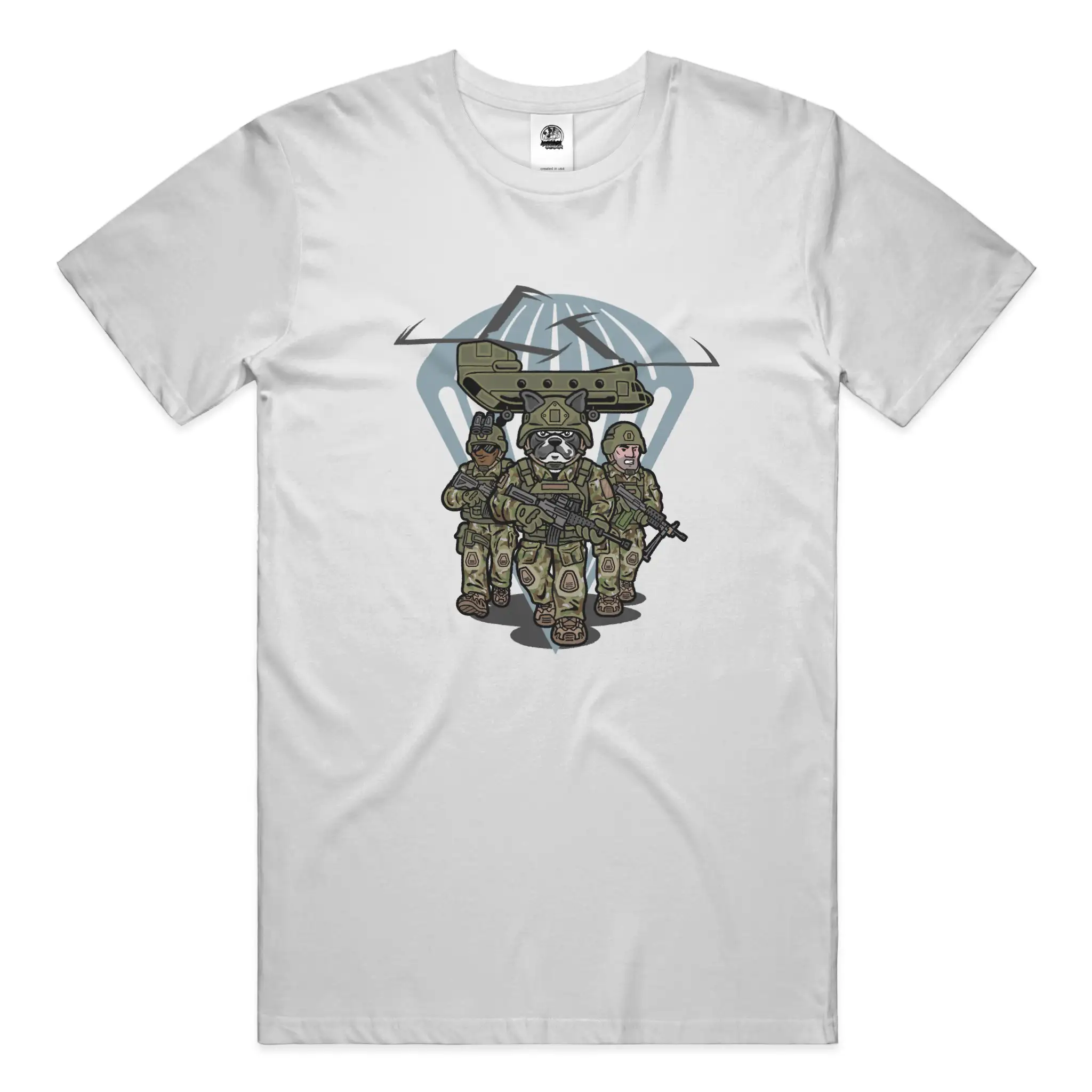 Army French Bulldog soft cotton graphic tee