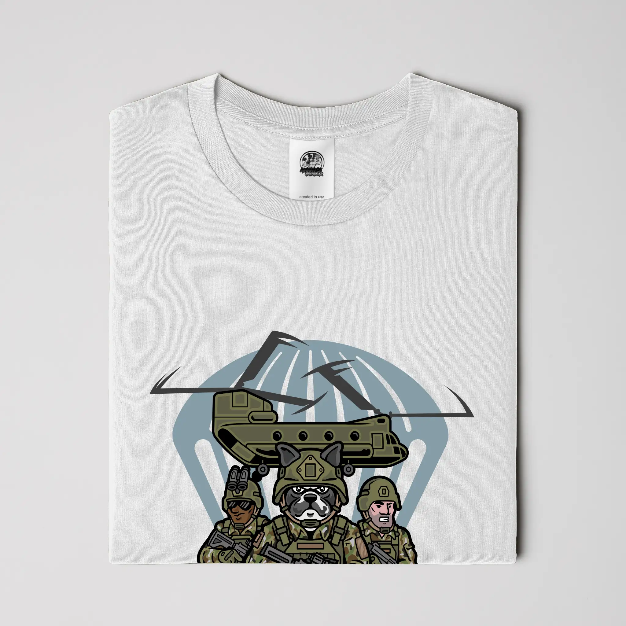 Army French Bulldog soft cotton graphic tee