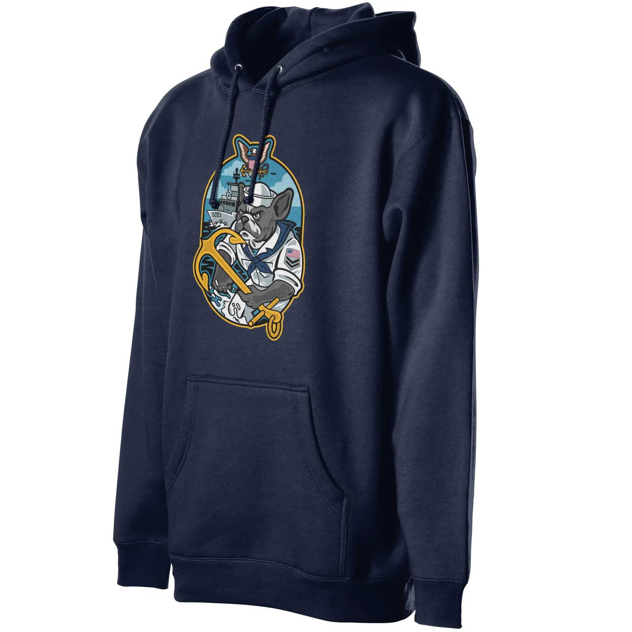 US Navy Frenchie Premium Fleece Pullover Hoodie
