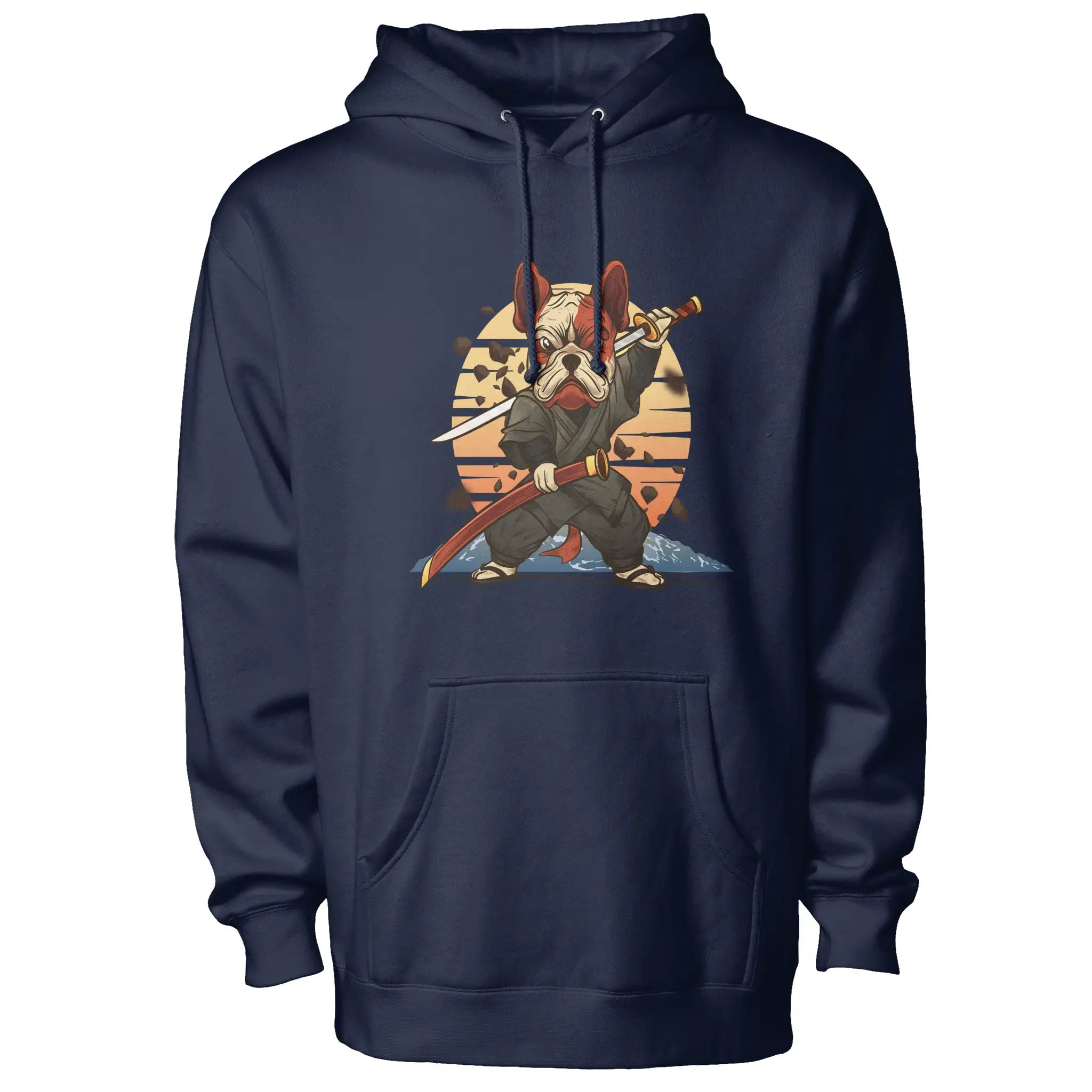 Samurai Frenchie Fleece Pullover Hoodie